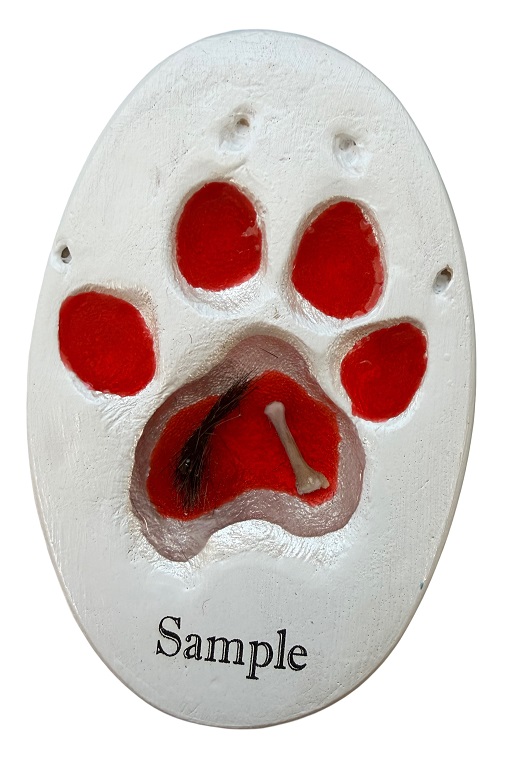 White Paw Print with engraving and ashes/ Hair, multiple colors available