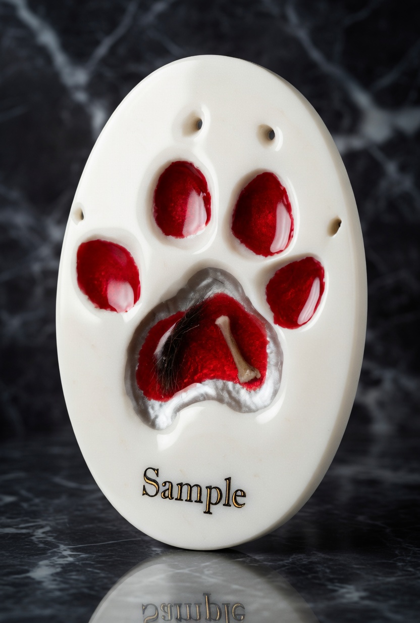 White Paw Print with engraving and ashes/ Hair, multiple colors available